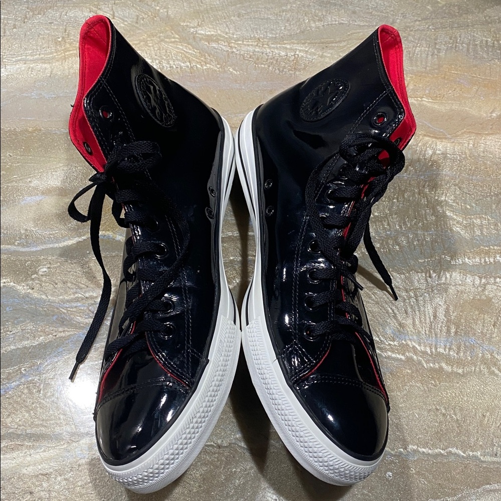 Converse All Star Leather Hi Black & Red Interior Sneakers Men’s 15 / Women’s 17
